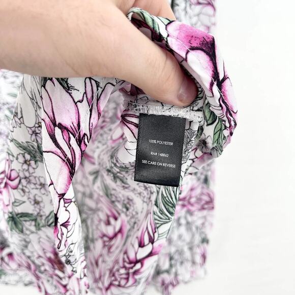 Torrid Pink White Floral Halter Neck Tied Long Sleeve Blouse Size 2/XXL - Picture 4 of 5